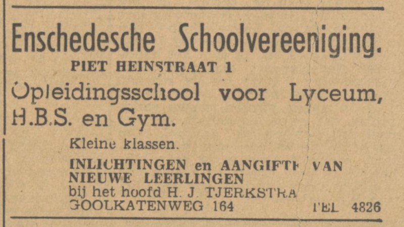 Piet Heinstraat 1 Enschedesche Schoolvereeniging advertentie Tubantia 5-5-1947.jpg