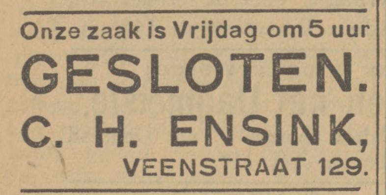 Veenstraat 129 C.H. Ensink advertentie Tubantia 14-2-1929.jpg