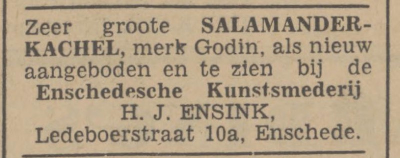 Ledeboerstraat 10a H.J. Ensink Enschedesche Kunstsmederij advertentie Tubantia 25-2-1942.jpg