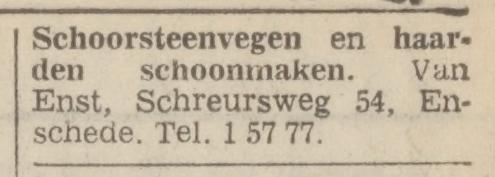 Schreursweg 54 Van Enst schoorsteenveger advertentie Tubantia 8-6-1971.jpg