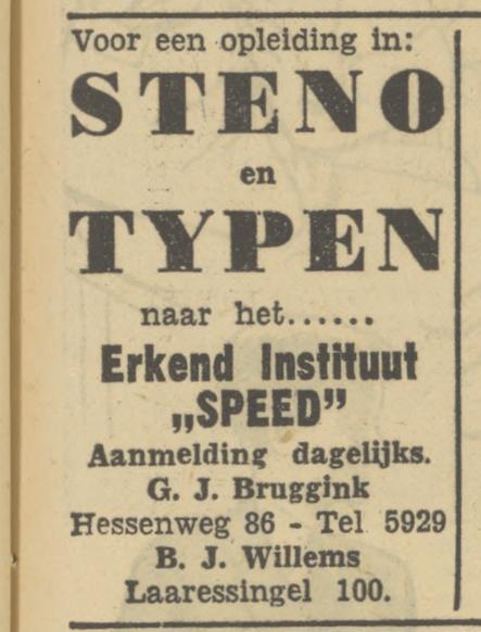 Hessenweg 86 Erkend Instituut Speed advertentie Tubantia 13-4-1950.jpg