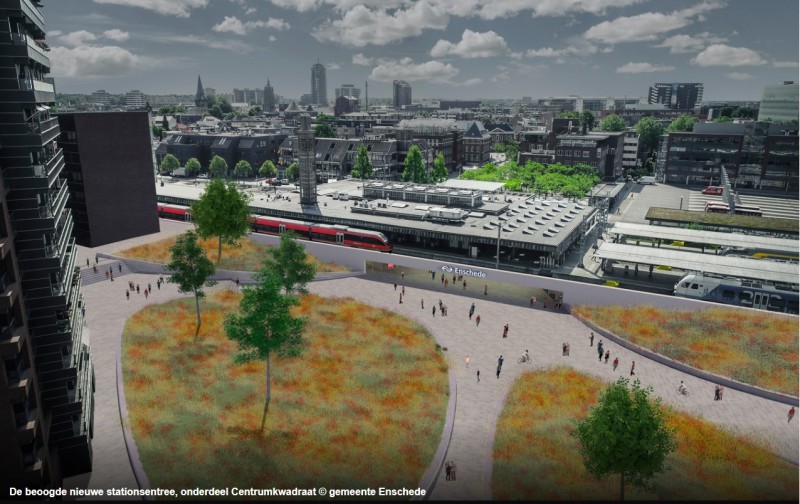 De beoogde nieuwe stationsentree, onderdeel Centrumkwadraat © gemeente Enschede.jpg