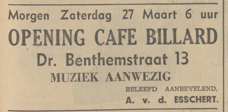 Dr. Benthemstraat 13 cafe A. v.d. Esschert advertentie Tubantia 26-3-1937.jpg