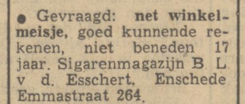 Emmastraat 264 B.L. v.d. Esschert advertentie Tubantia 4-10-1950.jpg