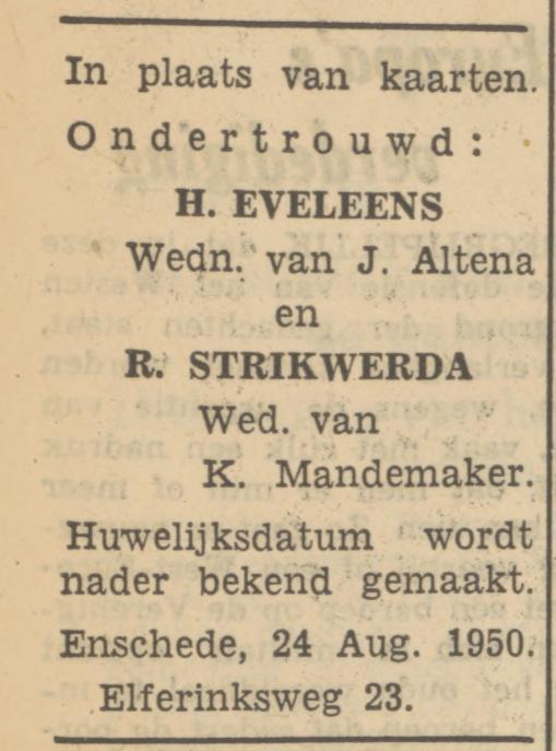 Elferinksweg 23 H. Eveleens advertentie Tubantia 24-8-1950.jpg