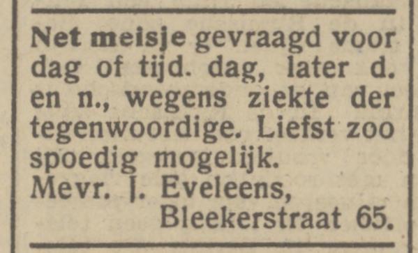Blekerstraat 65 J. Eveleens advertentie Het Parool  17-7-1945.jpg