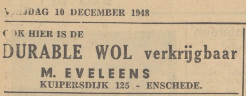 Kuipersdijk 125 M. Eveleens advertentie Tubantia 10-12-1948.jpg