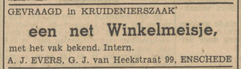 G.J. van Heekstraat 99 A.J. Evers advertentie Tubantia 21-4-1947.jpg