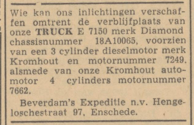 Hengelosestraat 97 Beverdam's Expeditie advertentie 18-5-1945.jpg