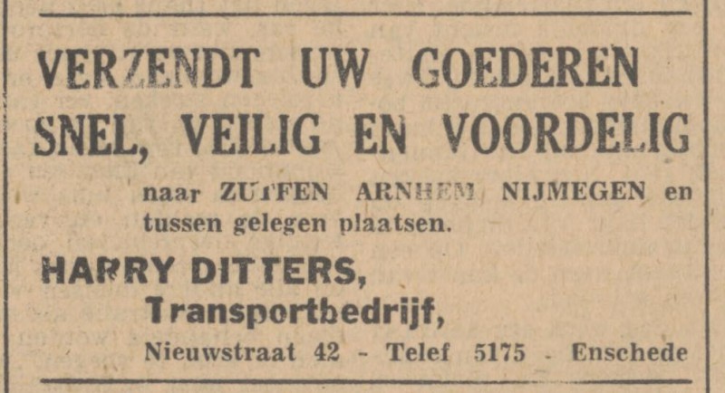 Nieuwstraat 42 Harry Ditters Transportbedrijf advertentie Tubantia 22-8-1947.jpg