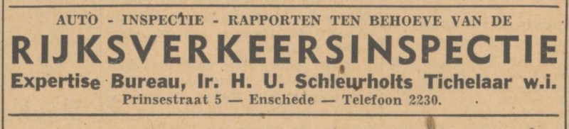 Prinsestraat 5 Expertise Bureau Ir. H.U. Schleurholts Tichelaar advertentie Tubantia 5-7-1948.jpg
