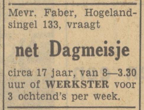 Hogelandsingel 133 Mevr. Faber advertentie Tubantia 2-9-1949.jpg