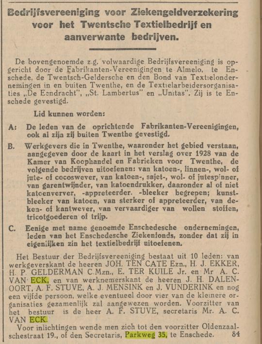 Parkweg 35 Mr. A.C. van Eck advertentie Tubantia 8-2-1930.jpg