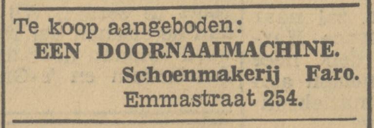 Emmastraat 254 Faro schoenmakerij advertentie Tubantia 6-7-1933.jpg