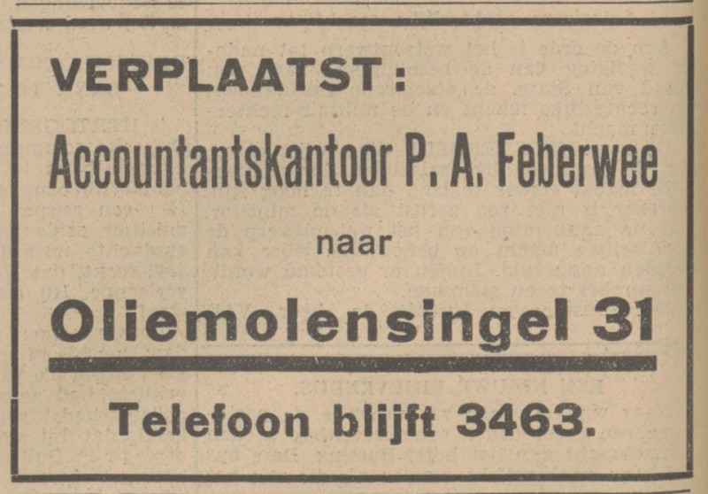 Oliemolensingel 31 Accountantskantoor P.A. Feberwee advertentie Tubantia 14-5-1936.jpg