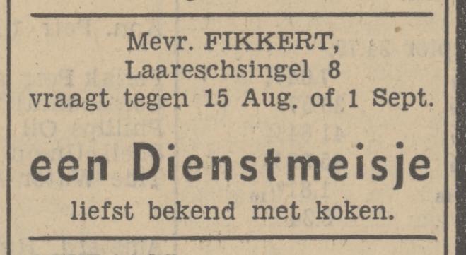 Laaressingel 8 Mevr. Fikkert advertentie Tubantia 14-7-1937.jpg