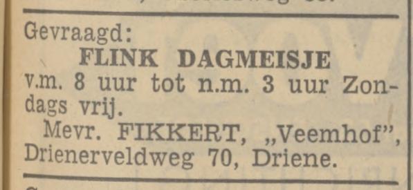Drienerveldweg 70 Mevr. Fikkert advertentie Tubantia 17-5-1939.jpg