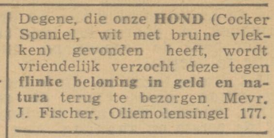Oliemolensingel 177 J. Fischer advertentie De Waarheid 31-7-1945.jpg