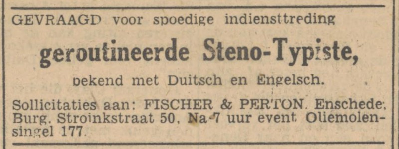 Oliemolensingel 177  Fischer & Perton advertentie Tubantia 12-3-1947.jpg