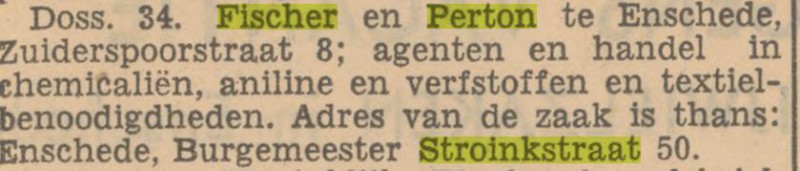 Burgemeester Stroinkstraat 50 Firma Fischer & Perton krantenbericht Tubantia 10-8-1940.jpg