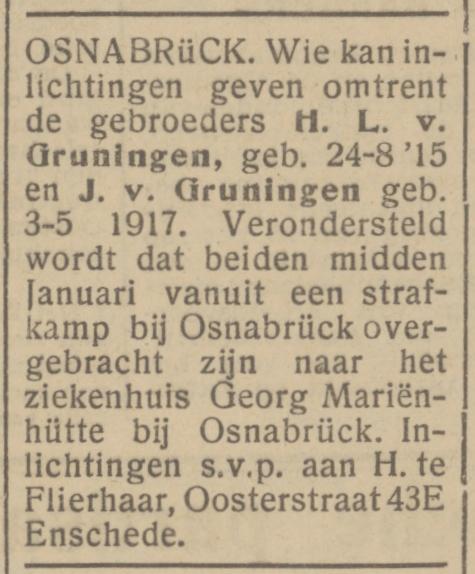 Oosterstraat 43E H. te Flierhaar advertentie Het Parool 13-7-1945.jpg