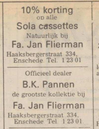 Haaksbergerstraat 334 Fa. Jan Flierman advertentie Tubantia 10-4-1974.jpg