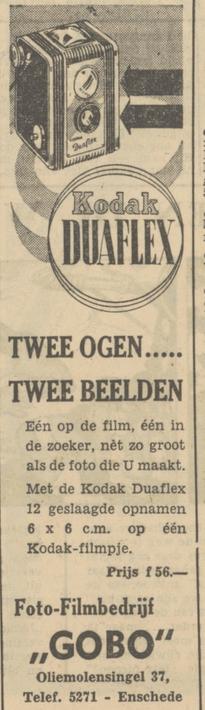 Oliemolensingel 37 Foto-filmbedrijf GOBO advertentie Tubantia 18-7-1951.jpg