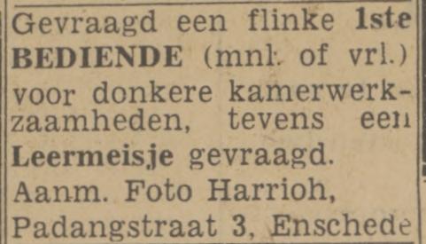 Padangstraat 3 Foto Harrioh advertentie Twentsch nieuwsblad 14-12-1942.jpg