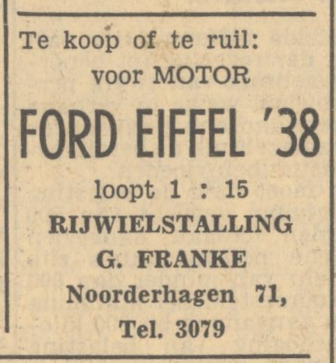 Noorderhagen 71 G. Franke rijwielstalling advertentie Tubantia 14-4-1951.jpg