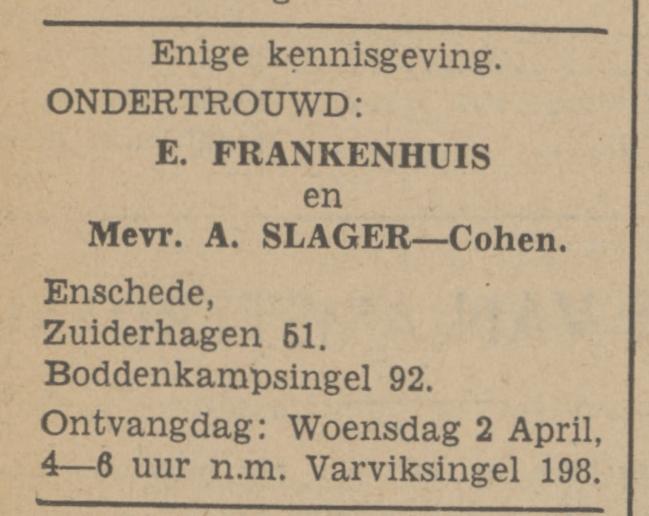 Boddenkampsingel 92 E. Frankenhuis advertentie Tubantia 28-3-1941.jpg
