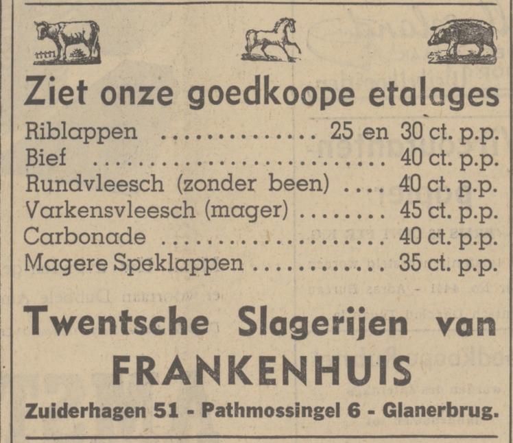 Zuiderhagen 51 slagerij Frankenhuis advertentie Tubantia 3-11-1938.jpg