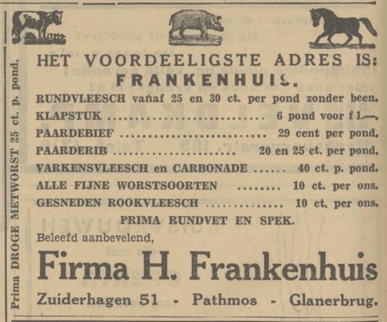 Zuiderhagen 51 slagerij Frankenhuis advertentie Tubantia 8-9-1933.jpg
