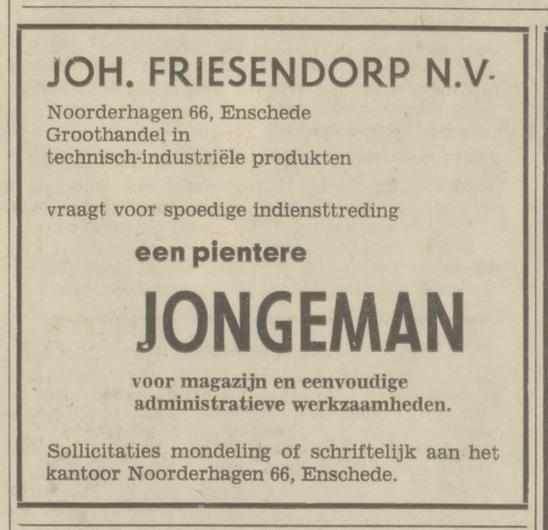 Noorderhagen 66 Joh. Friesendorp N.V. advertentie Tubantia 6-4-1970.jpg