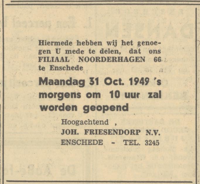 Noorderhagen 66 Joh. Friesendorp N.V. advertentie Tubantia 29-10-1949.jpg