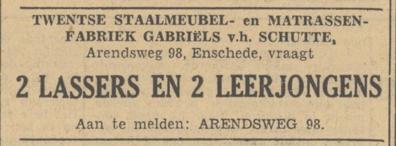 Arendsweg 98 Fa. Gabriels advertentie Tubantia 23-5-1949.jpg
