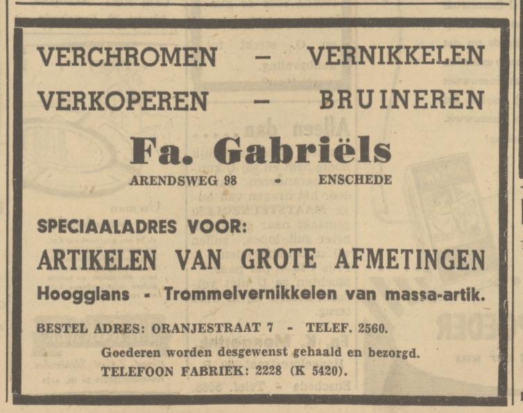 Arendsweg 98 Fa. Gabriels advertentie Tubantia 17-12-1949.jpg
