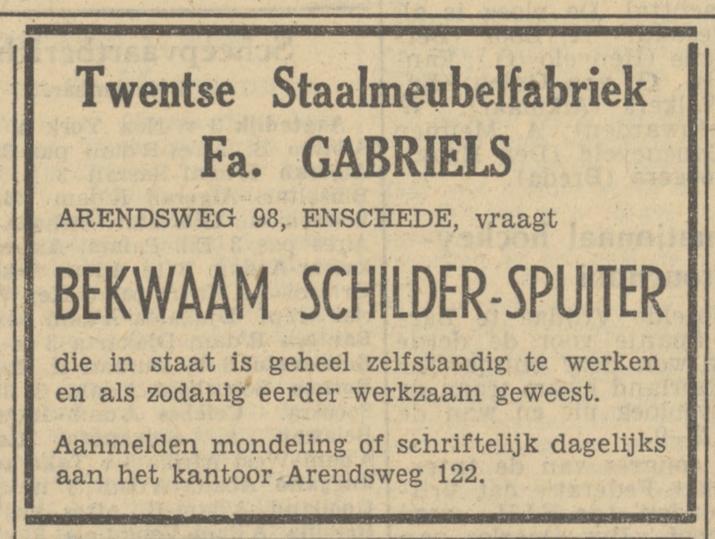 Arendsweg 98 Fa. Gabriels advertentie Tubantia 4-11-1950.jpg