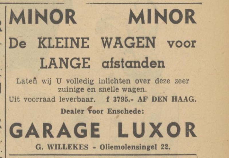 Oliemolensingel 22 Garage Luxor G. Willekes advertentie Tubantia 6-5-1949.jpg