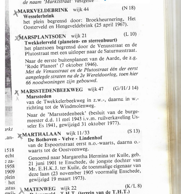 Marsstedenbeekweg vermeling in boekje 175 jaar straatnamen in Enschede 1809-1984 van J. van Ooyik.jpg