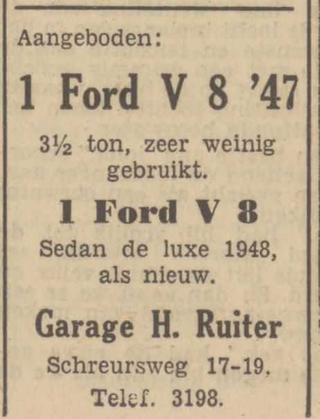 Schreursweg 17-19 Garage H. Ruiter advertentie Tubantia 30-12-1950.jpg