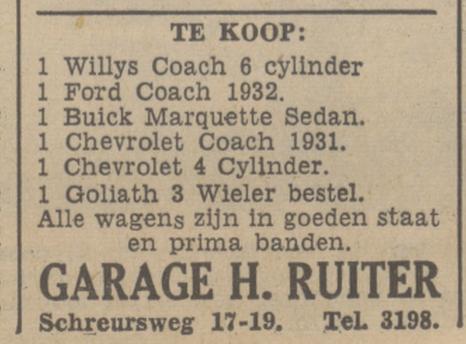 Schreursweg 17-19 Garage H. Ruiter advertentie Tubantia 7-5-1938.jpg