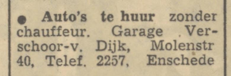 Molenstraat 40 Garage Verschoor-van Dijk advertentie Tubantia 14-8-1950.jpg