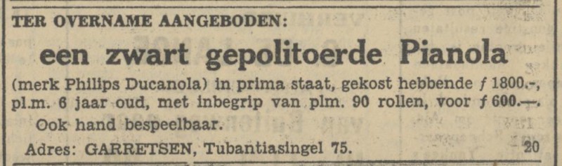 Tubantiasingel 75 Garretsen advertentie Tubantia 26-11-1930.jpg