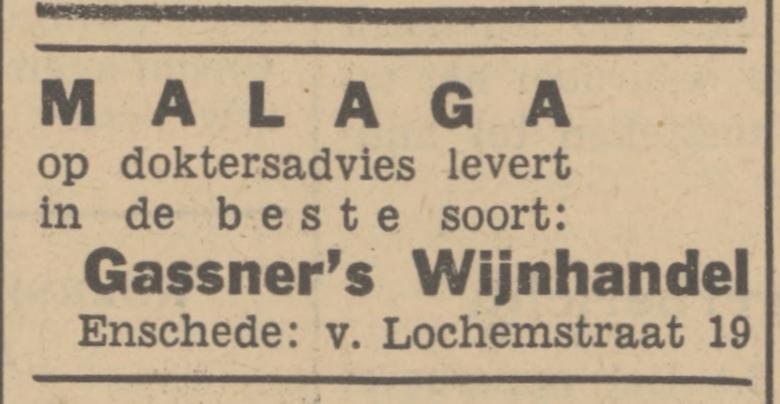 Van Lochemstraat 19 Gassner's Wijnhandel advertentie Tubantia 1-12-1940.jpg