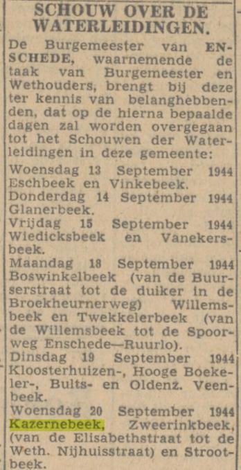 Kazernebeek krantenbericht Tubantia 22-8-1944.jpg