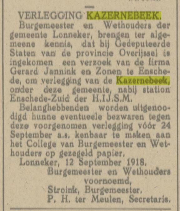 Kazernebeek krantenbericht Tubantia 14-9-1918.jpg
