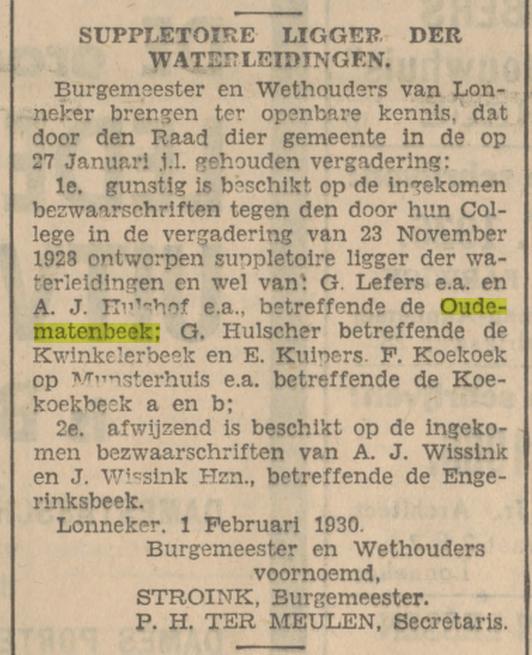Oudematenbeek krantenbericht Tubantia 3-2-1930.jpg