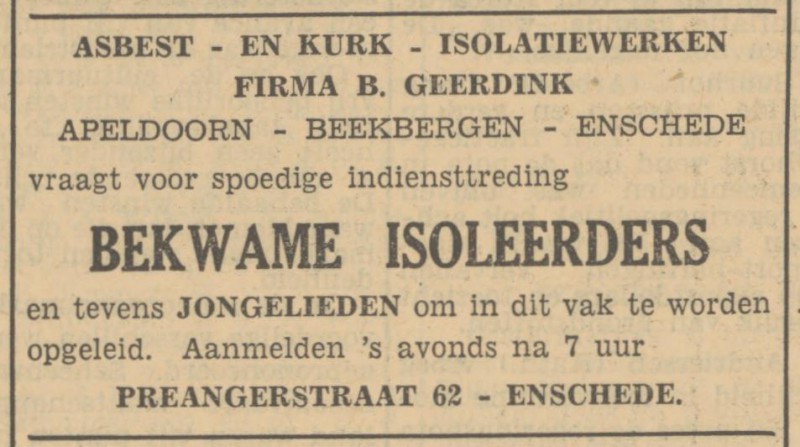 Preangerstraat 62 Firma B. Geerdink advertentie Tubantia 22-9-1950.jpg
