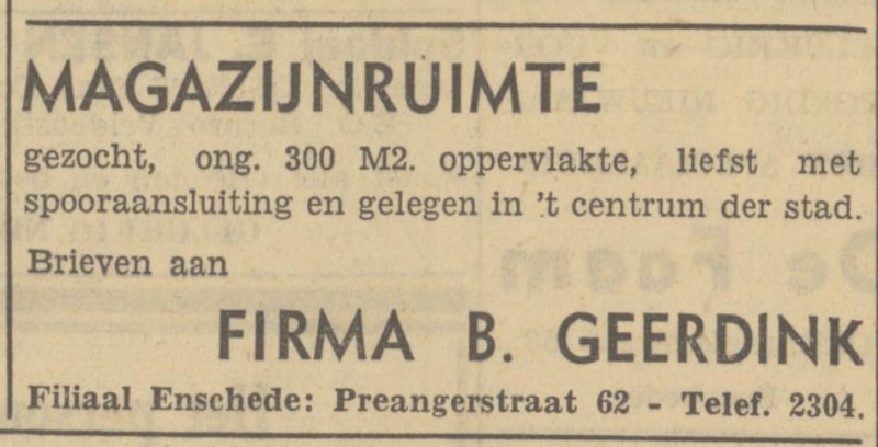 Preangerstraat 62 Firma B. Geerdink advertentie Tubantia 31-12-1948.jpg