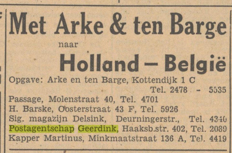 Haaksbergerstraat Postagentschap Geerdink advertentie Tubantia 28-2-1949.jpg